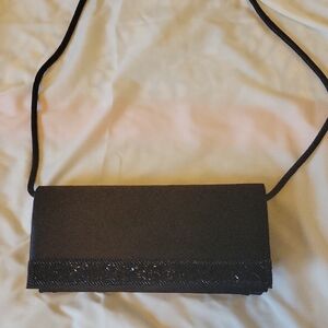 Chic Black Evening Clutch with Strap